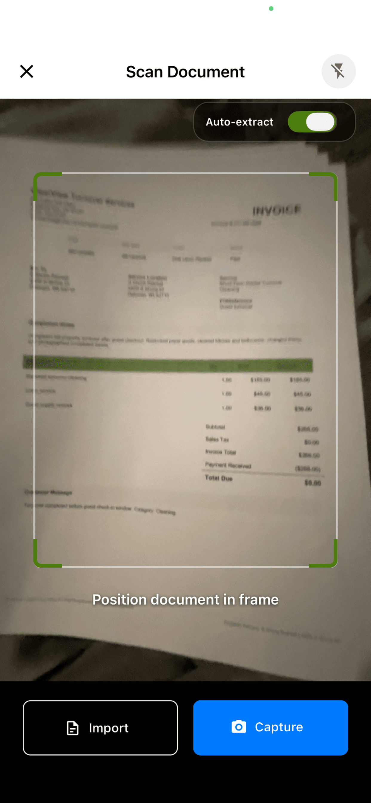 Scanning an invoice with the camera so your Home Agent can add it to the Home Graph