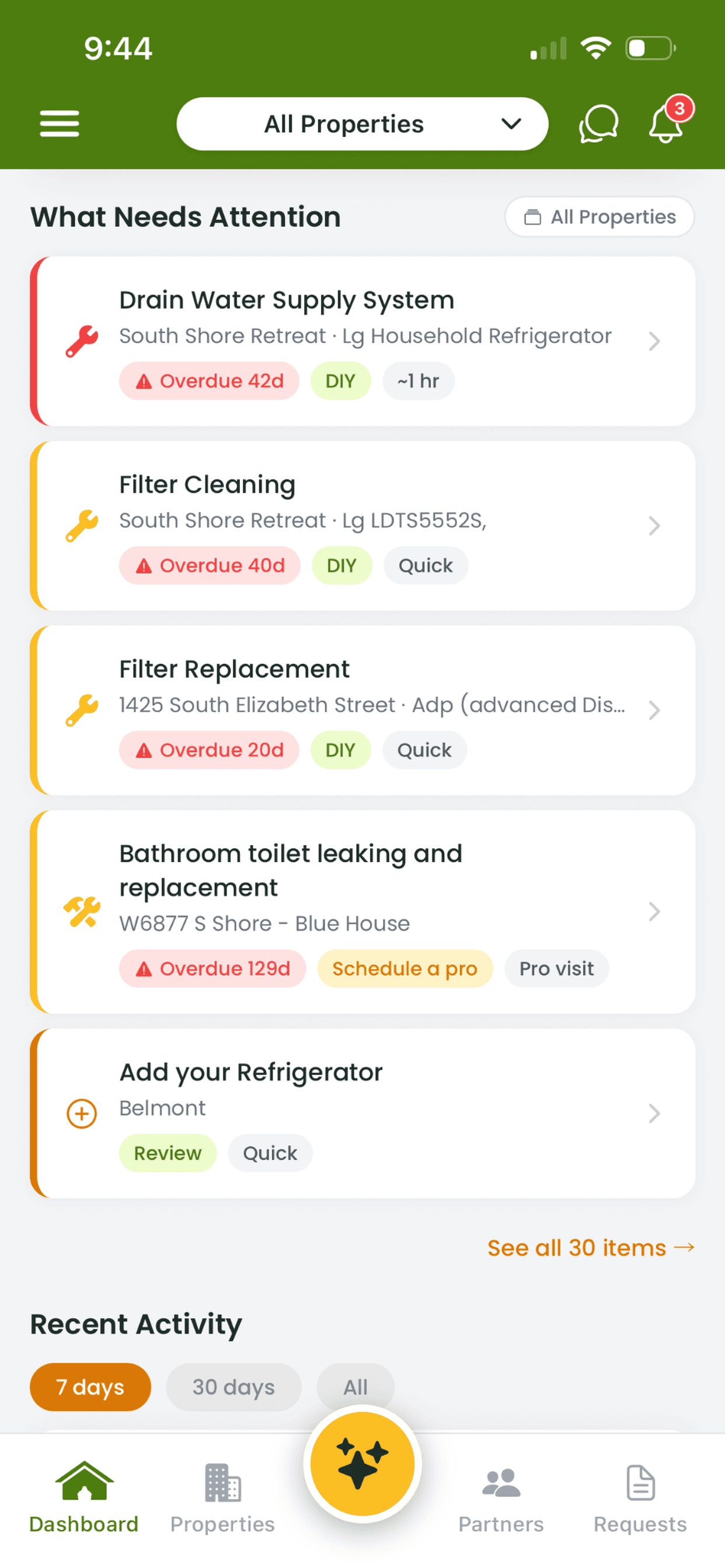 Maintenance recommendation from your Home Agent showing what needs attention next